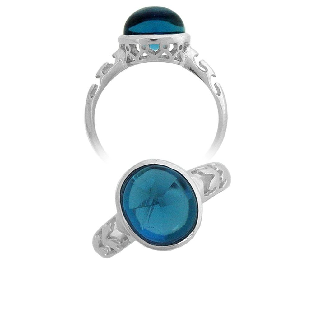 Sterling Silver Cabochon Blue Topaz Ring size 8